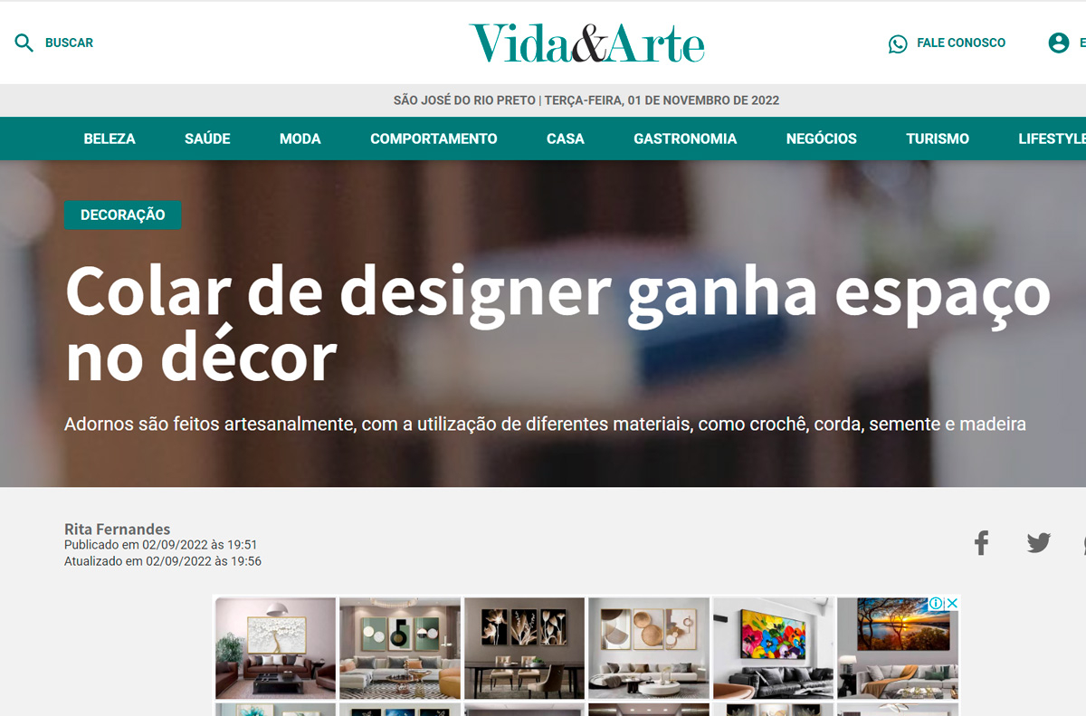 Colar de designer ganha espaço no décor