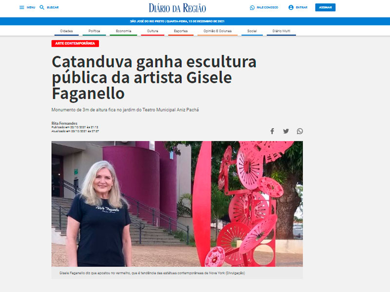 Catanduva ganha escultura pública da artista Gisele Faganell