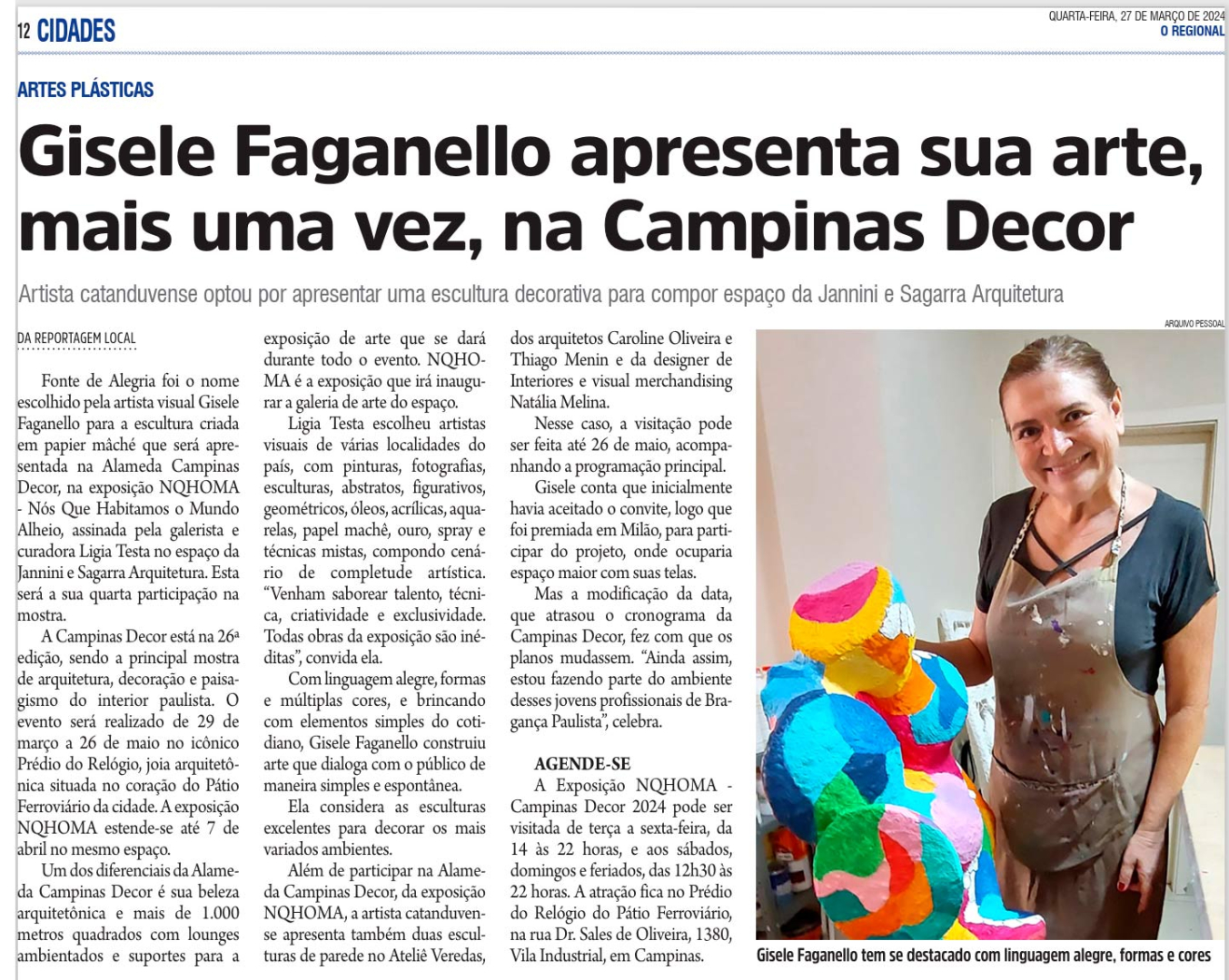 Gisele Faganello apresenta sua arte, mais uma vez, na Campinas Decor