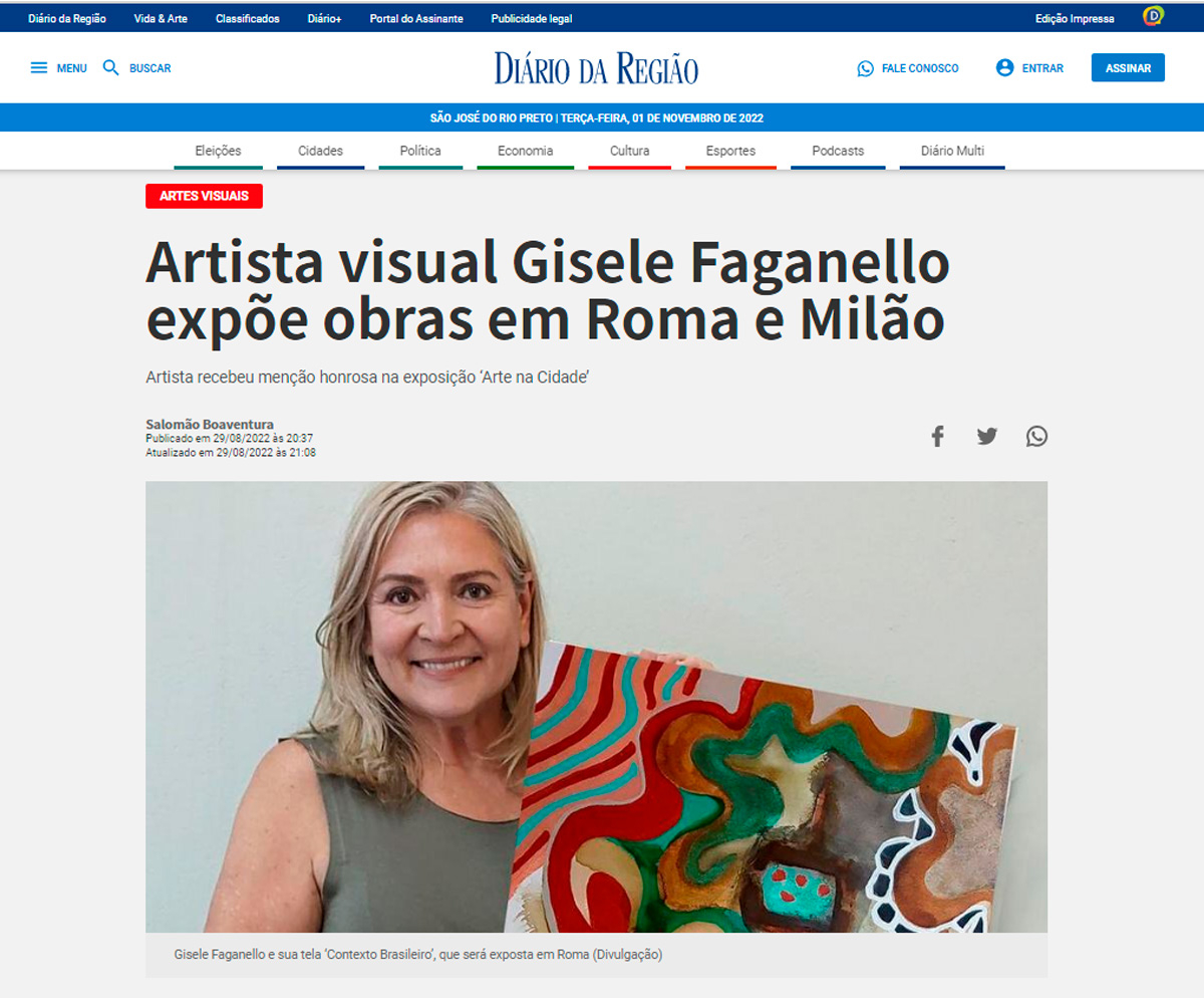 Artista visual Gisele Faganello expõe obras em Roma e Milão