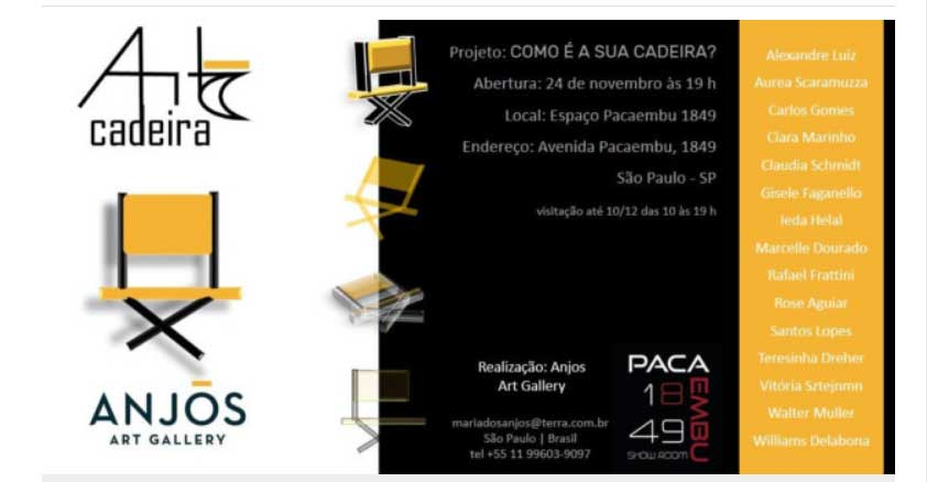 Exposição Arte Cadeira – Anjos Art Gallery