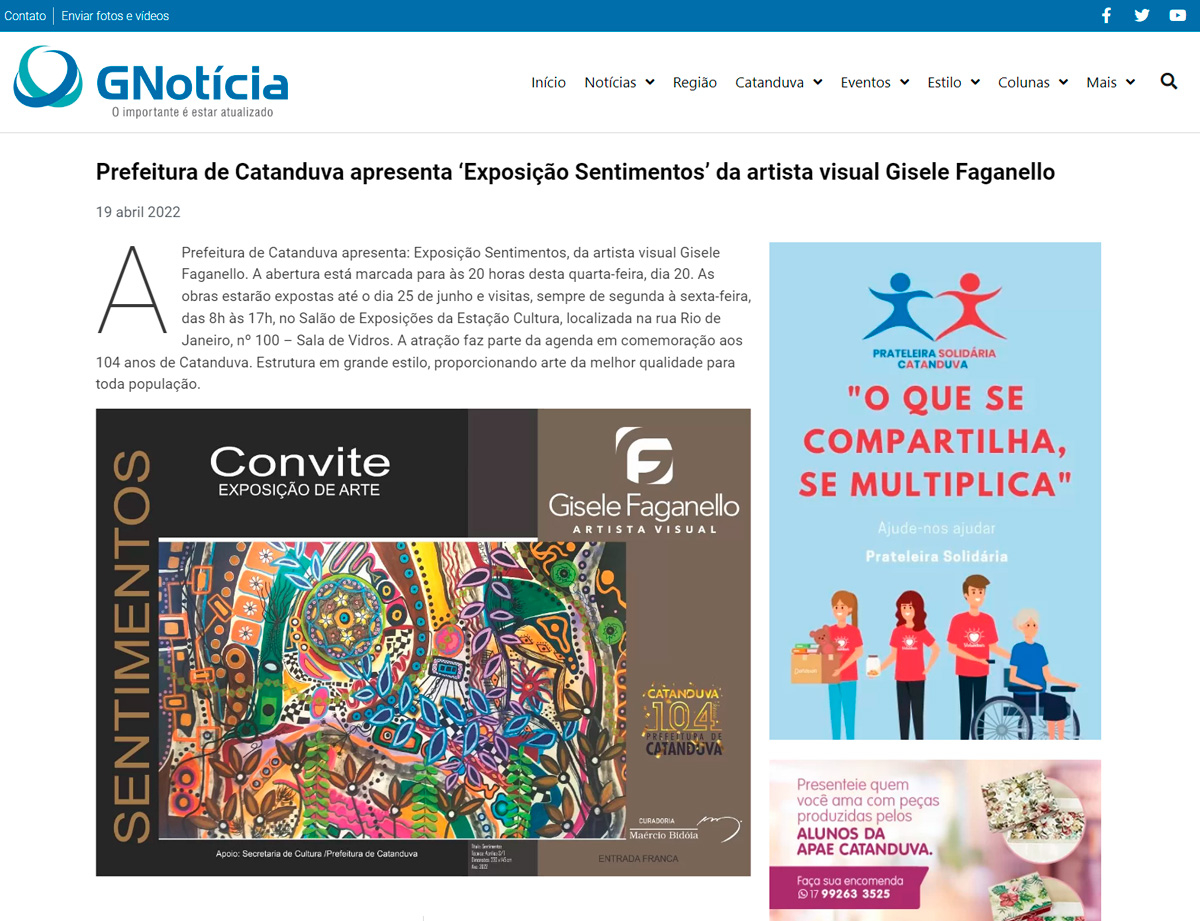 Prefeitura de Catanduva apresenta ‘Exposição Sentimentos’ da artista visual Gisele Faganello