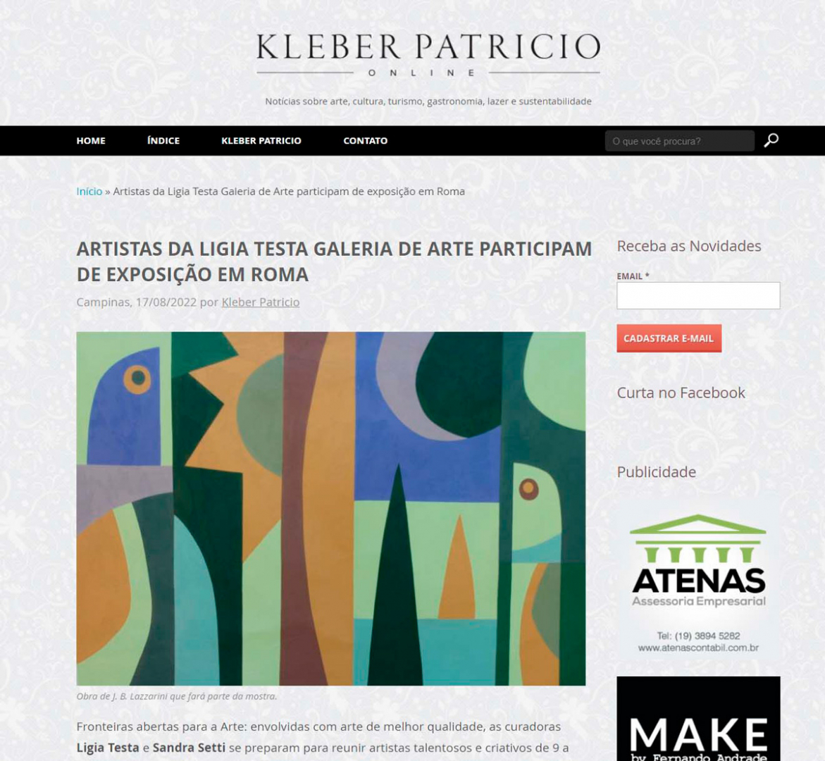 Artistas da Ligia Testa Galeria de Arte participam de exposição em Roma 