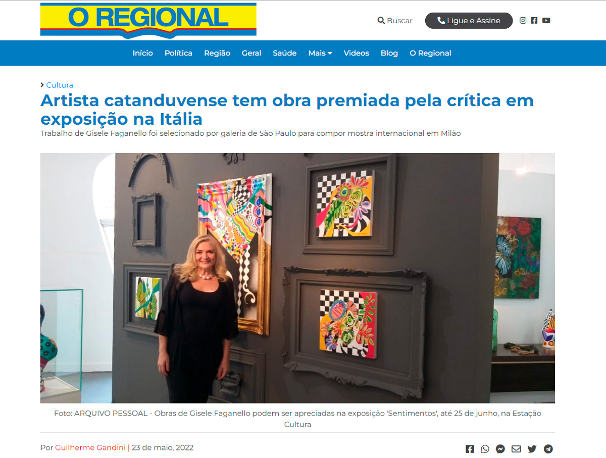 Artista catanduvense tem obra premiada pela crítica em exposição na Itália