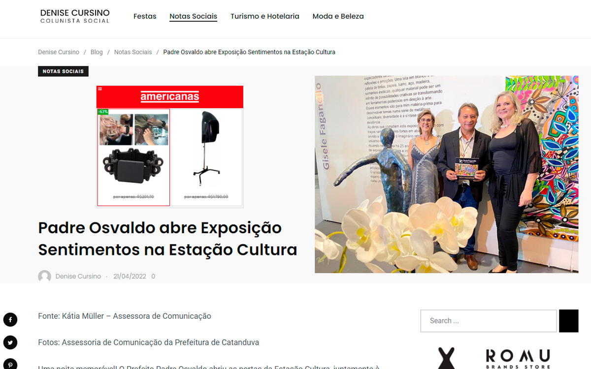 Padre Osvaldo abre Exposição Sentimentos na Estação Cultura