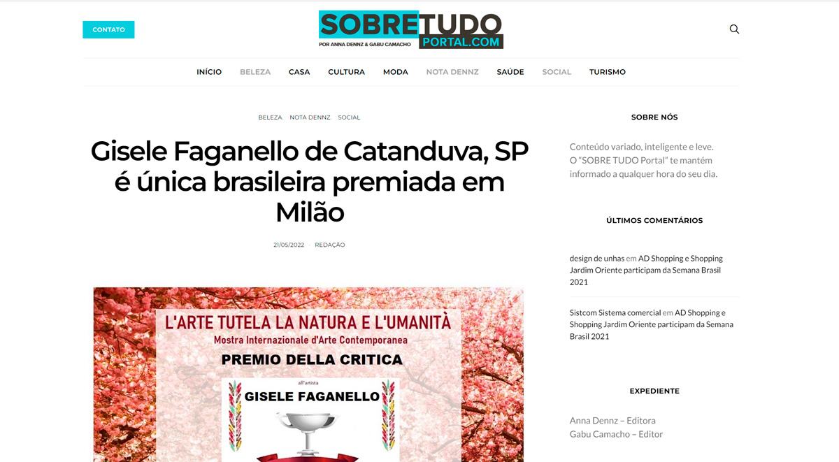 Gisele Faganello de Catanduva, SP é única brasileira premiada em Milão